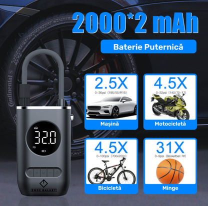 Pompa aer auto electrica, LED afisaj digital si Lanterna, Oprire automata si Umflare rapida